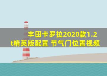 丰田卡罗拉2020款1.2t精英版配置 节气门位置视频